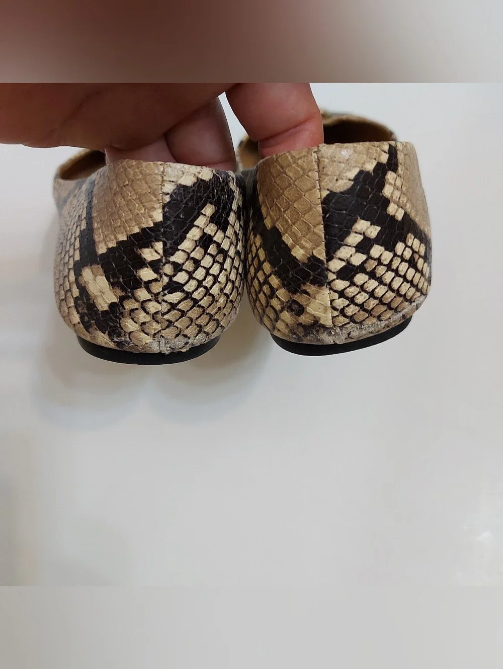 Tory Burch Beige Black Snake-Print Reva Ballet Flat